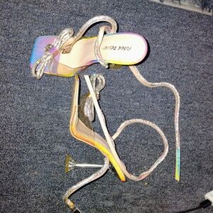 Rene Caovilla Silver and Multicolor Women's Heels